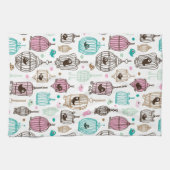 vogelkooi houdt van kinder achtergrondpatroon theedoek (Horizontaal)