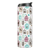 vogelkooi houdt van kinder achtergrondpatroon thermosbeker (Gedraaid links)