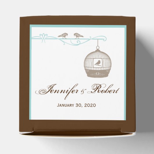  Vogelkooi in Bruin en Aqua Bruiloft Bedankdoosjes (Bovenkant)