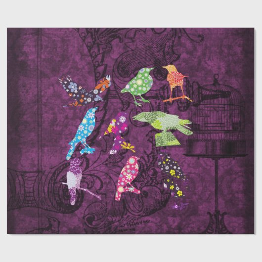  Vogelkooi & Kleurrijk Vogelpakpapier Cadeaupapier (Vlak)