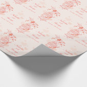 Vogelkooi koraal sinaasappel bruiloft aangepaste w cadeaupapier (Hoek)