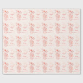 Vogelkooi koraal sinaasappel bruiloft aangepaste w cadeaupapier (Vlak)