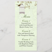 Vogelkooi, liefdesvogels Menu-Kaarten