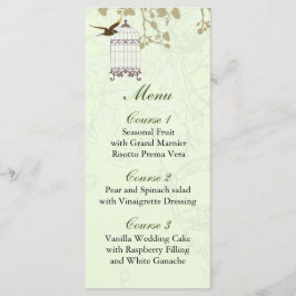 Vogelkooi, liefdesvogels Menu-Kaarten Menu