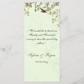 Vogelkooi, liefdesvogels Menu-Kaarten Menu (Achterkant)