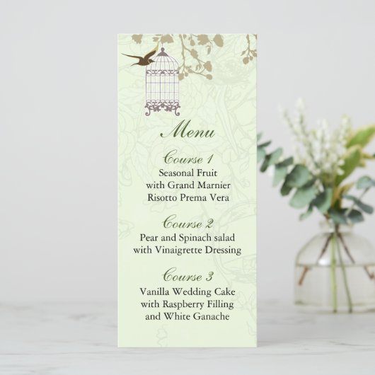 Vogelkooi, liefdesvogels Menu-Kaarten Menu (Staand voorkant)