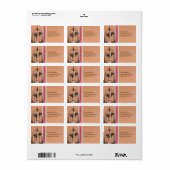  Vogelkooi Lovebird Roze & Koraal Damast RSVP Etiket (Full Sheet)