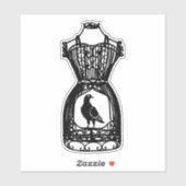 Vogelkooi Mannequin Jurk vorm Silhouette Art Sticker (Vel)