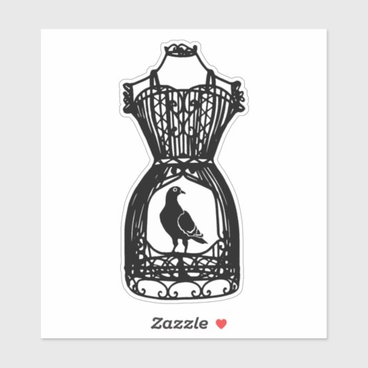 Vogelkooi Mannequin Jurk vorm Silhouette Art Sticker (Vel)