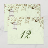 vogelkooi met bloemen, liefdesvogels, tafelnummers (Voorkant / Achterkant)