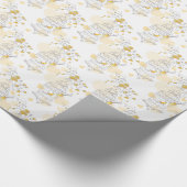 Vogelkooi met een hartengele grijze bruiloft cadeaupapier (Hoek)