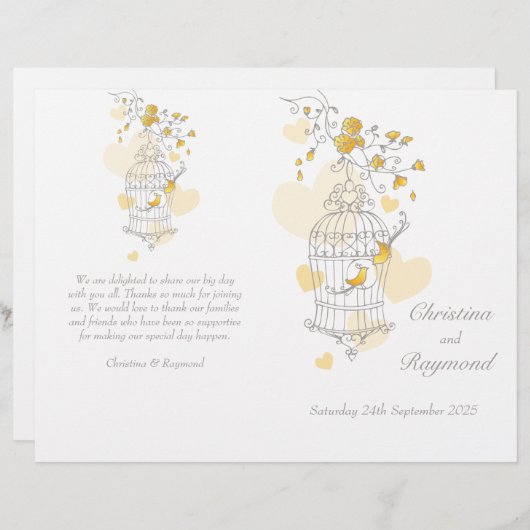 Vogelkooi met grijs groot bruiloft (Voorkant / Achterkant)