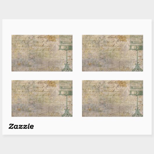  vogelkooi met script rechthoekige sticker (Vel)