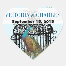  vogelkooi Musical Love Bird Aqua Weddings Hart Sticker
