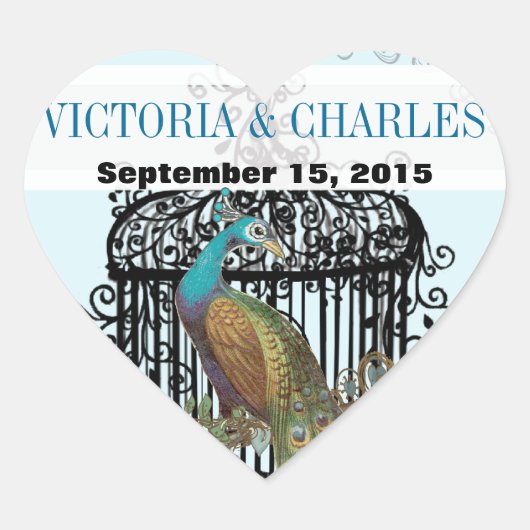  vogelkooi Musical Love Bird Aqua Weddings Hart Sticker (Voorkant)
