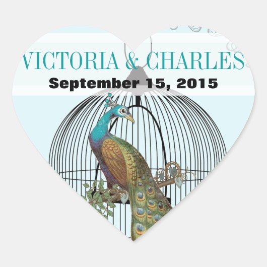  vogelkooi Musical Love Bird Aqua Weddings Hart Sticker (Voorkant)