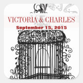  vogelkooi Musical Love Bird Aqua Weddings Vierkante Sticker (Voorkant)