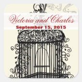  vogelkooi Musical Love Bird Aqua Weddings Vierkante Sticker (Voorkant)