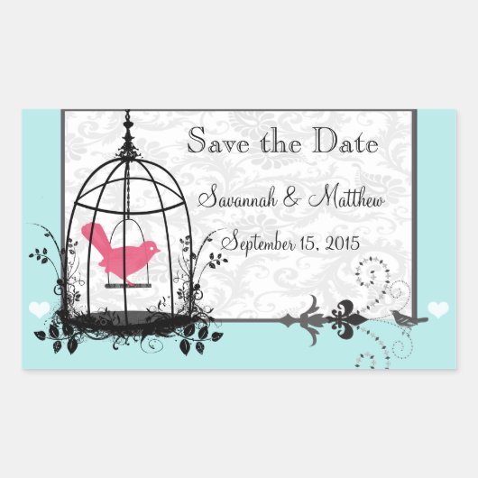  vogelkooi Musical Love Bird Weddings Rechthoekige Sticker (Voorkant)