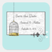 vogelkooi Musical Love Bird Weddings Vierkante Sticker (Voorkant)