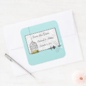 vogelkooi Musical Love Bird Weddings Vierkante Sticker (Envelop)