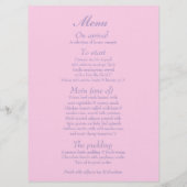 Vogelkooi paars roze groot trouwdiner menu (Achterkant)