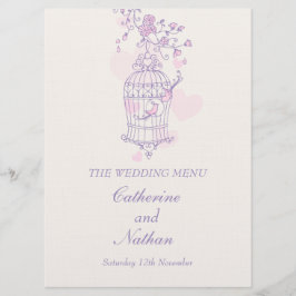 Vogelkooi paars roze groot trouwdiner menu