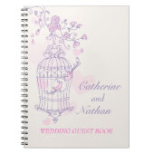 Vogelkooi paars/roze trouwgastenboek notitieboek (Voorkant)