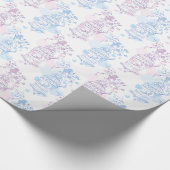 Vogelkooi paarse roze blauw bruiloft wrap cadeaupapier (Hoek)