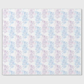 Vogelkooi paarse roze blauw bruiloft wrap cadeaupapier (Vlak)