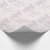 Vogelkooi paarse roze bruiloft aangepaste wrap cadeaupapier (Hoek)