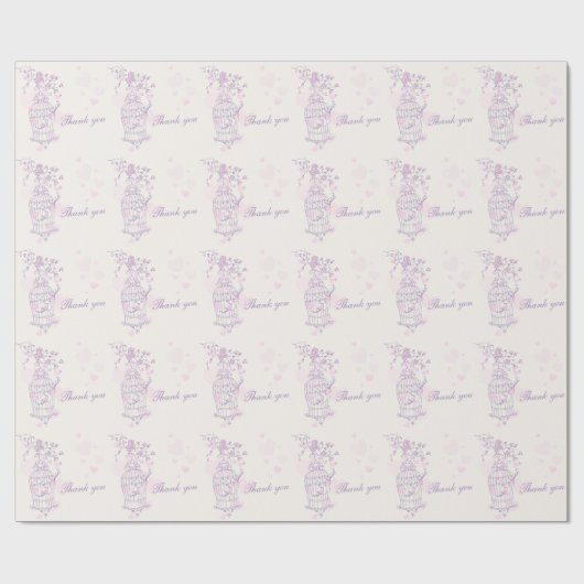 Vogelkooi paarse roze bruiloft bedankt dat je het  cadeaupapier (Vlak)