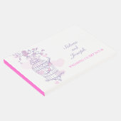 Vogelkooi paarse / roze bruiloft gastenboek (Hoek)