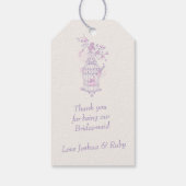 Vogelkooi paarse roze bruiloft gunst cadeau label cadeaulabel (Achterkant)