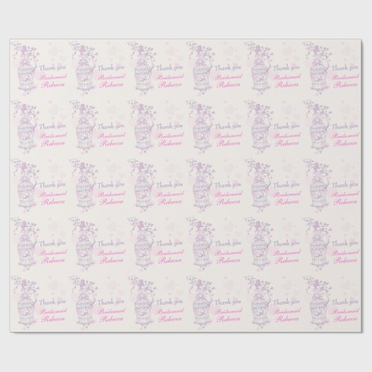 Vogelkooi paarse roze bruiloft gunt bruidsvat cadeaupapier (Vlak)