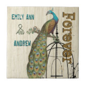Vogelkooi Peacock Wood Grain Forever Jubileum Tegeltje (Voorkant)