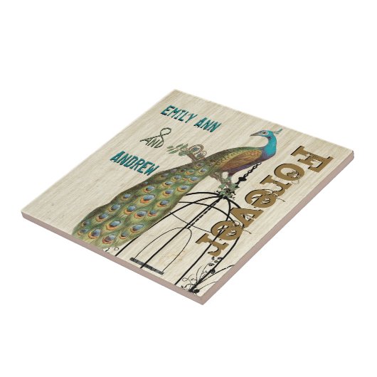 Vogelkooi Peacock Wood Grain Forever Jubileum Tegeltje (Zijkant)