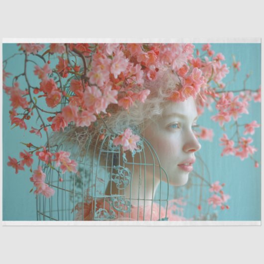 Vogelkooi Pet Bloemen Decoupage Tissuepapier (Voorkant)