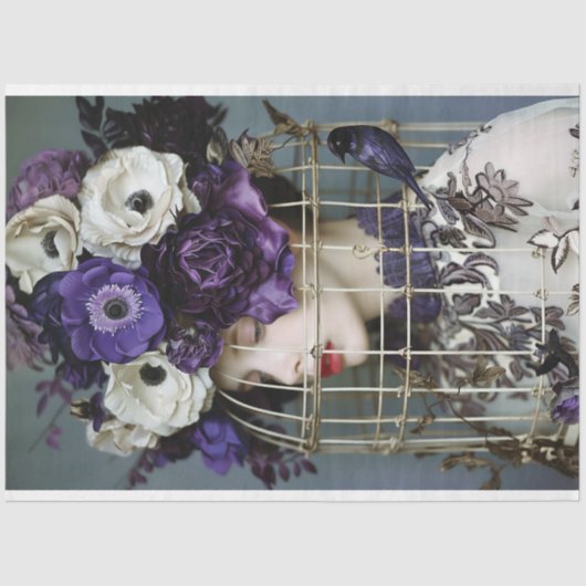 Vogelkooi Pet Bloemen Decoupage Tissuepapier (Voorkant)