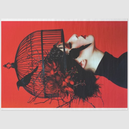 Vogelkooi Pet Bloemen Decoupage Tissuepapier (Voorkant)