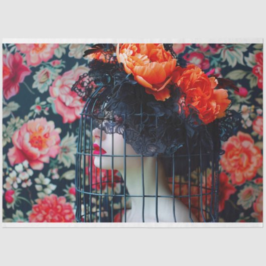  Vogelkooi Pet Bloemen Decoupage Tissuepapier (Voorkant)