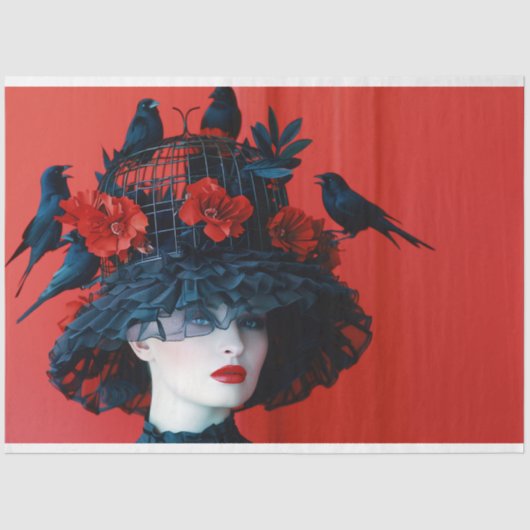 Vogelkooi Pet Bloemen Decoupage Tissuepapier (Voorkant)