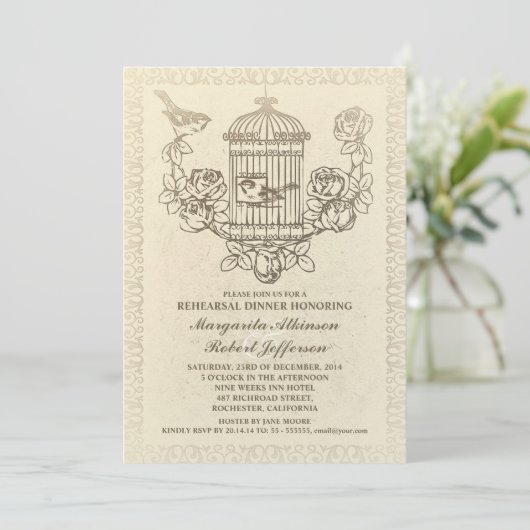 vogelkooi repetitie dineruitnodigingen kaart (Staand voorkant)