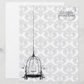  Vogelkooi Rood Damast Monogram Letterhoofd Custom Briefhoofd (Voorkant / Achterkant)