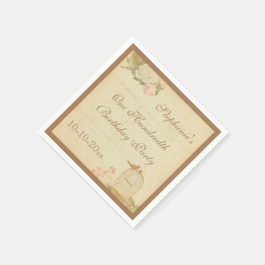  Vogelkooi & Rozen 100ste Verjaardag Servetten (Hoek)