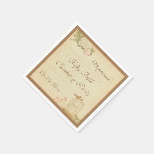  Vogelkooi & Rozen 55ste Verjaardag Servet (Hoek)