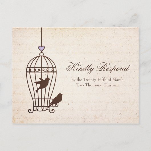 vogelkooi RSVP | Lavender Paars Uitnodiging Briefkaart (Voorkant)