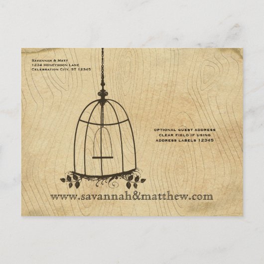 Vogelkooi Sla de datum op Aankondigingskaart (Achterkant)