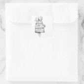 vogelkooi tekening vierkante sticker (Tas)