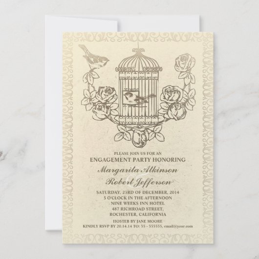  vogelkooi verlovingsfeest uitnodigingen (Voorkant)